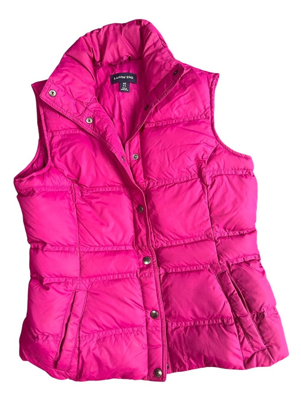 Lands' End Women's Bright Pink Quilted Puffer Vest.